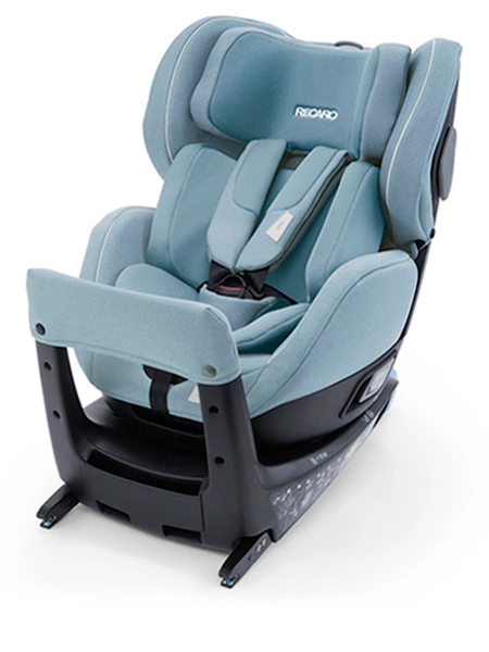 RECARO Salia i-Size Prime Frozen Blue fotelik samochodowy obrotowy <105cm + Easy Tech Alarm do fotelika + Mata ochronna pod fotelik